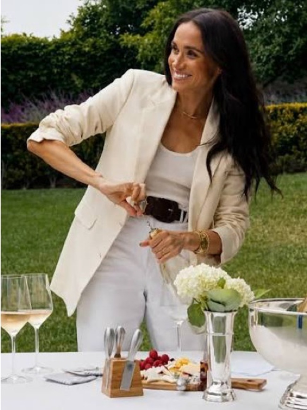 Celine 2 Button Classic Blazer in Ivory ASO Meghan Markle